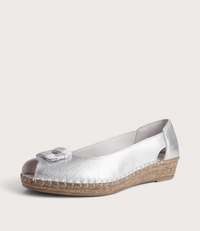 Erma Argento Leather Espadrille Wedges