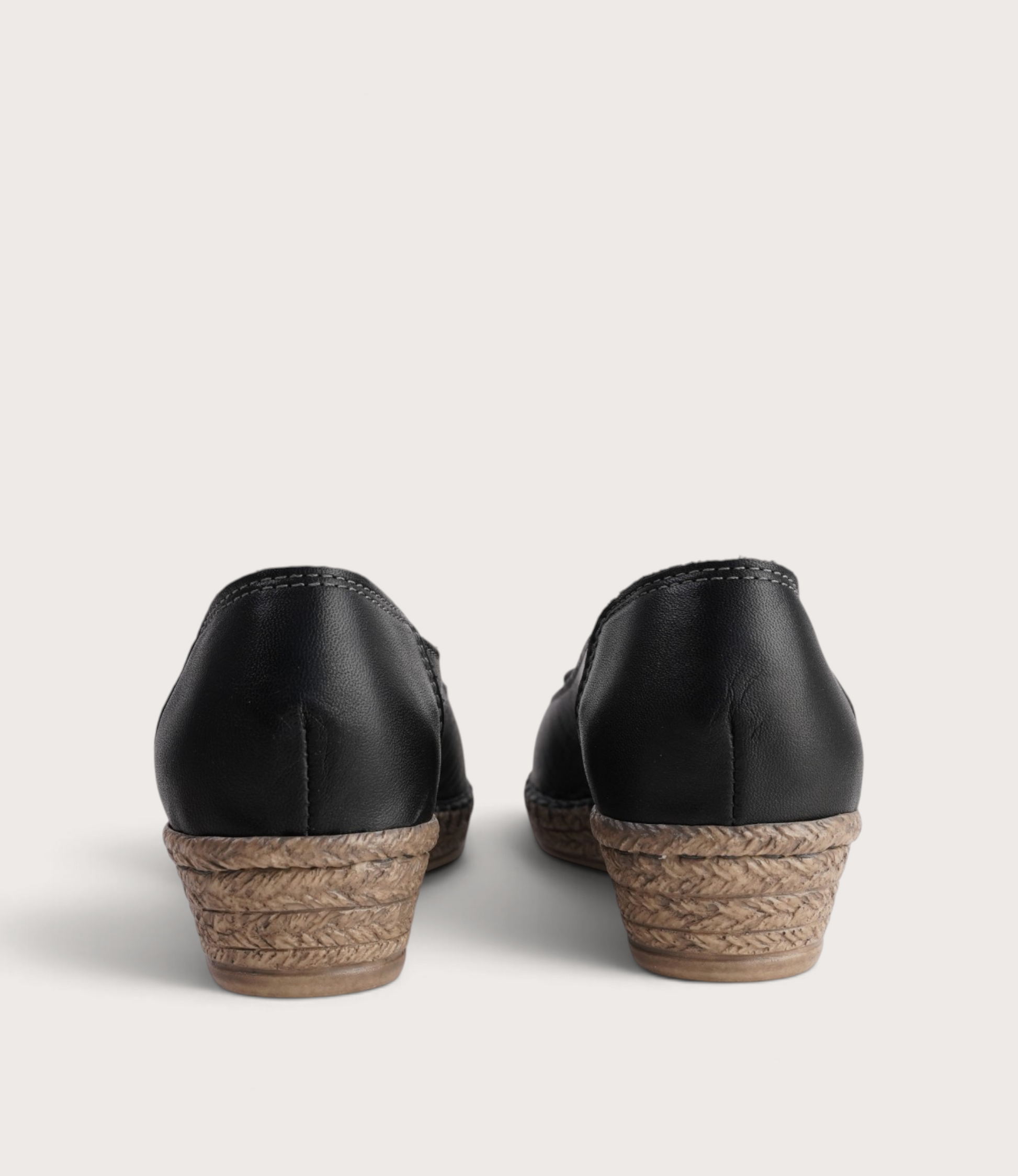 Erma Nero Leather Espadrille Wedges