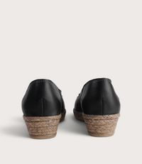 Erma Nero Leather Espadrille Wedges