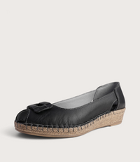 Erma Nero Leather Espadrille Wedges