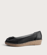 Erma Nero Leather Espadrille Wedges