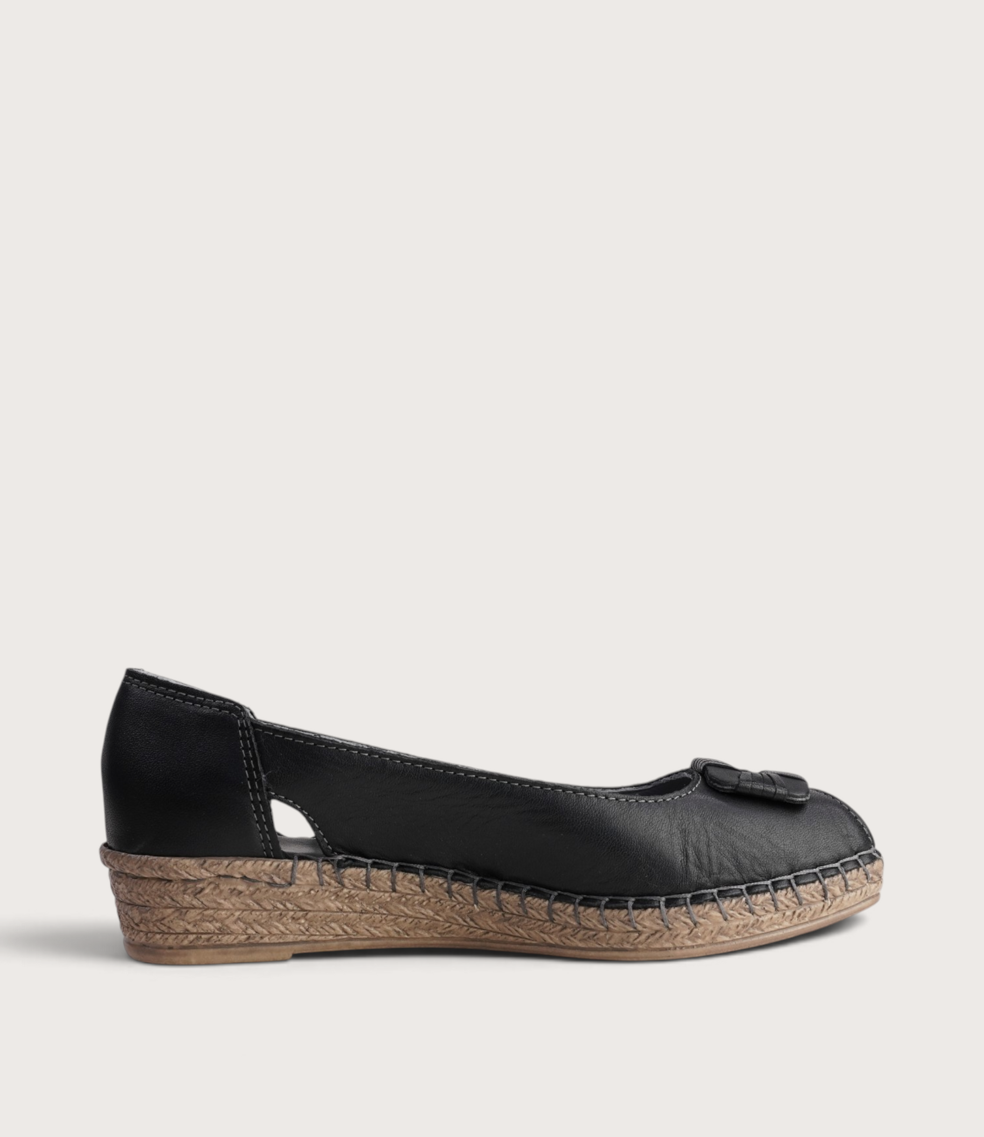 Erma Nero Leather Espadrille Wedges