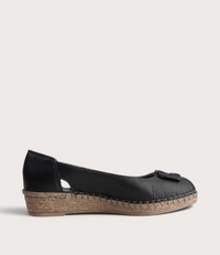 Erma Nero Leather Espadrille Wedges