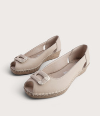 Erma Cappuccino Leather Espadrille Wedges