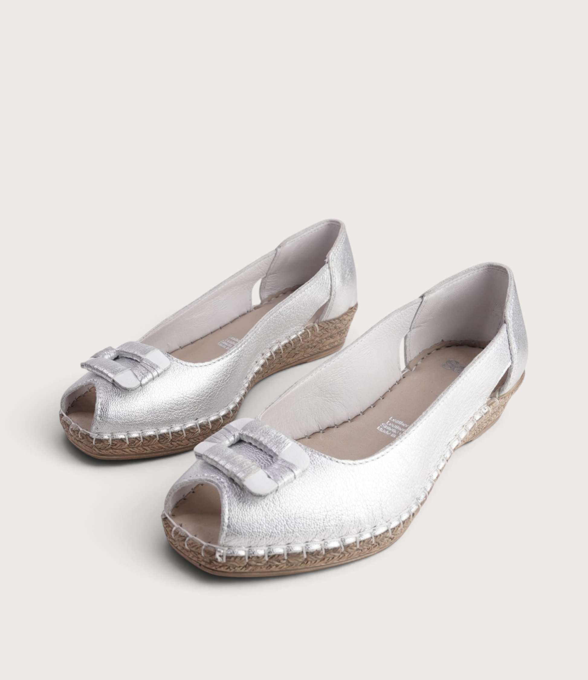Erma Argento Leather Espadrille Wedges