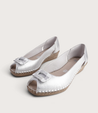 Erma Argento Leather Espadrille Wedges