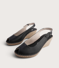 Verese Nero Leather Espadrille Wedges