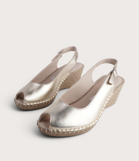 Verese Platino Leather Espadrille Wedges