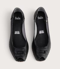 Erma Nero Leather Espadrille Wedges