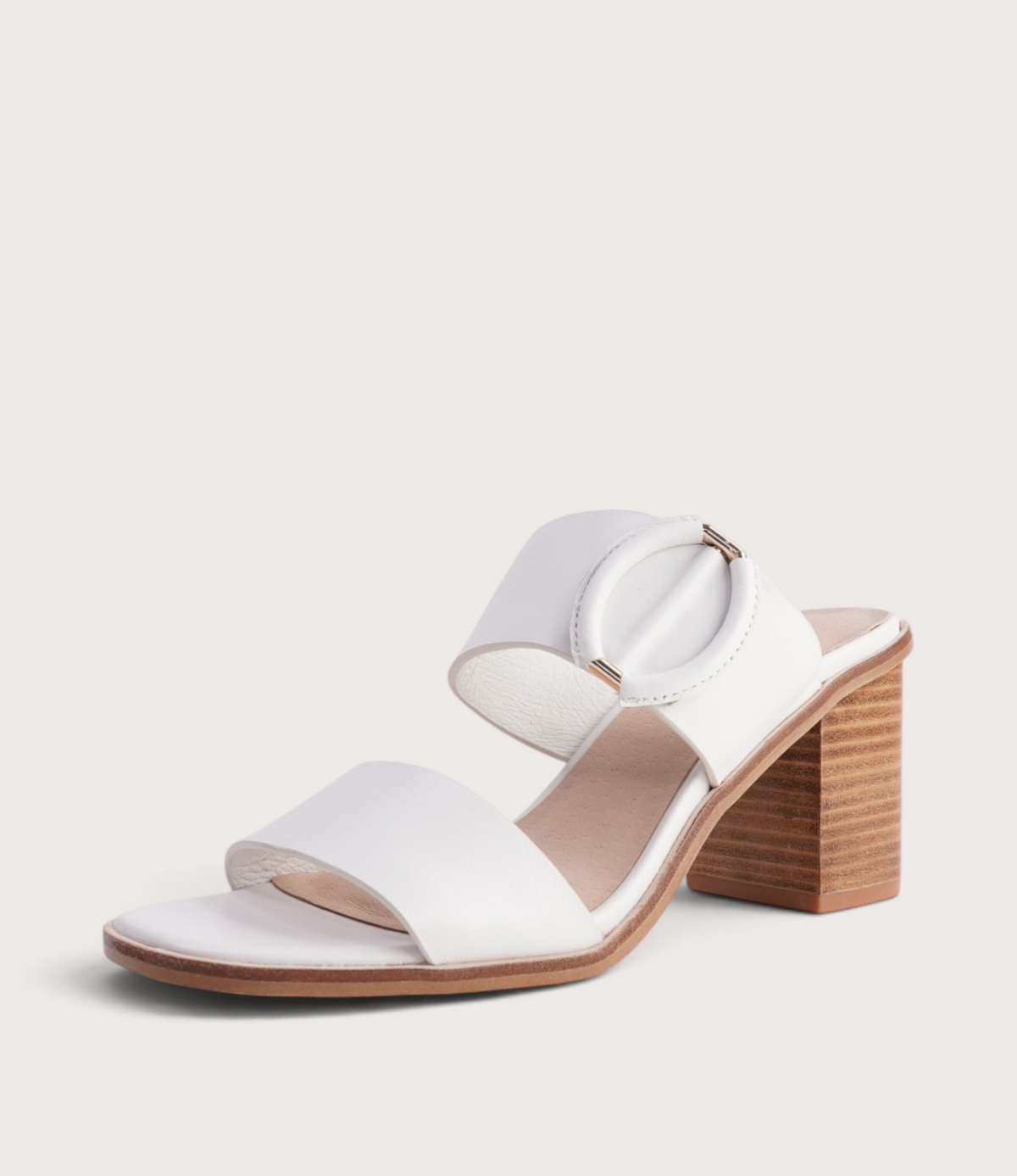 Nixoni White Leather Heels