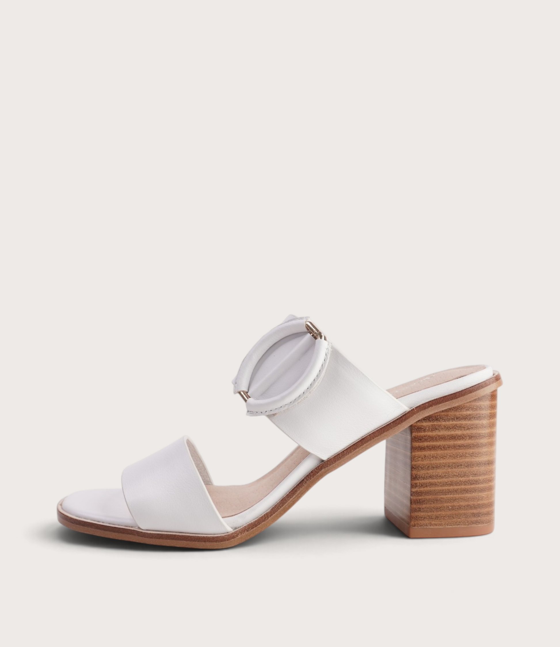 Nixoni White Leather Heels