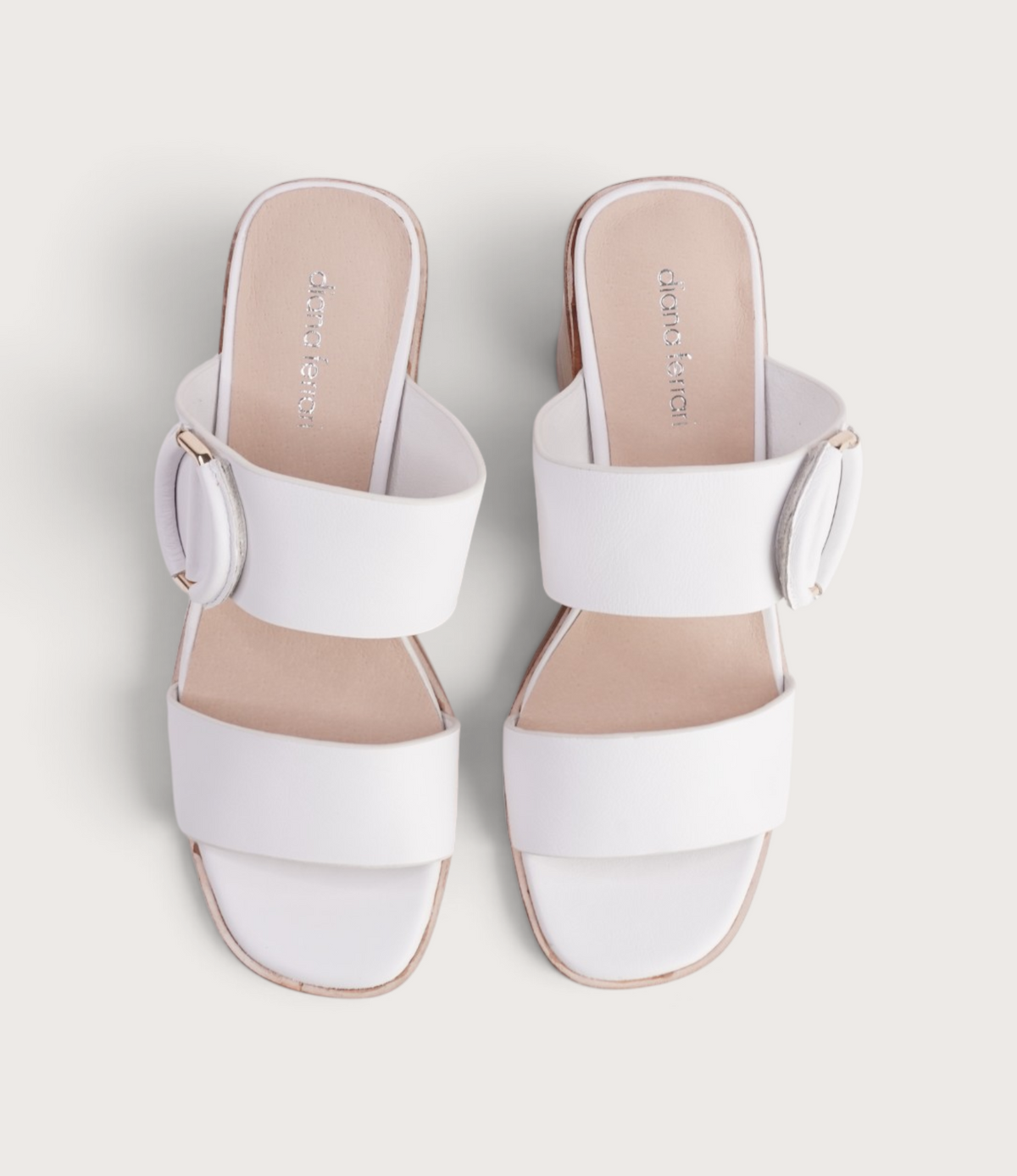 Nixoni White Leather Heels