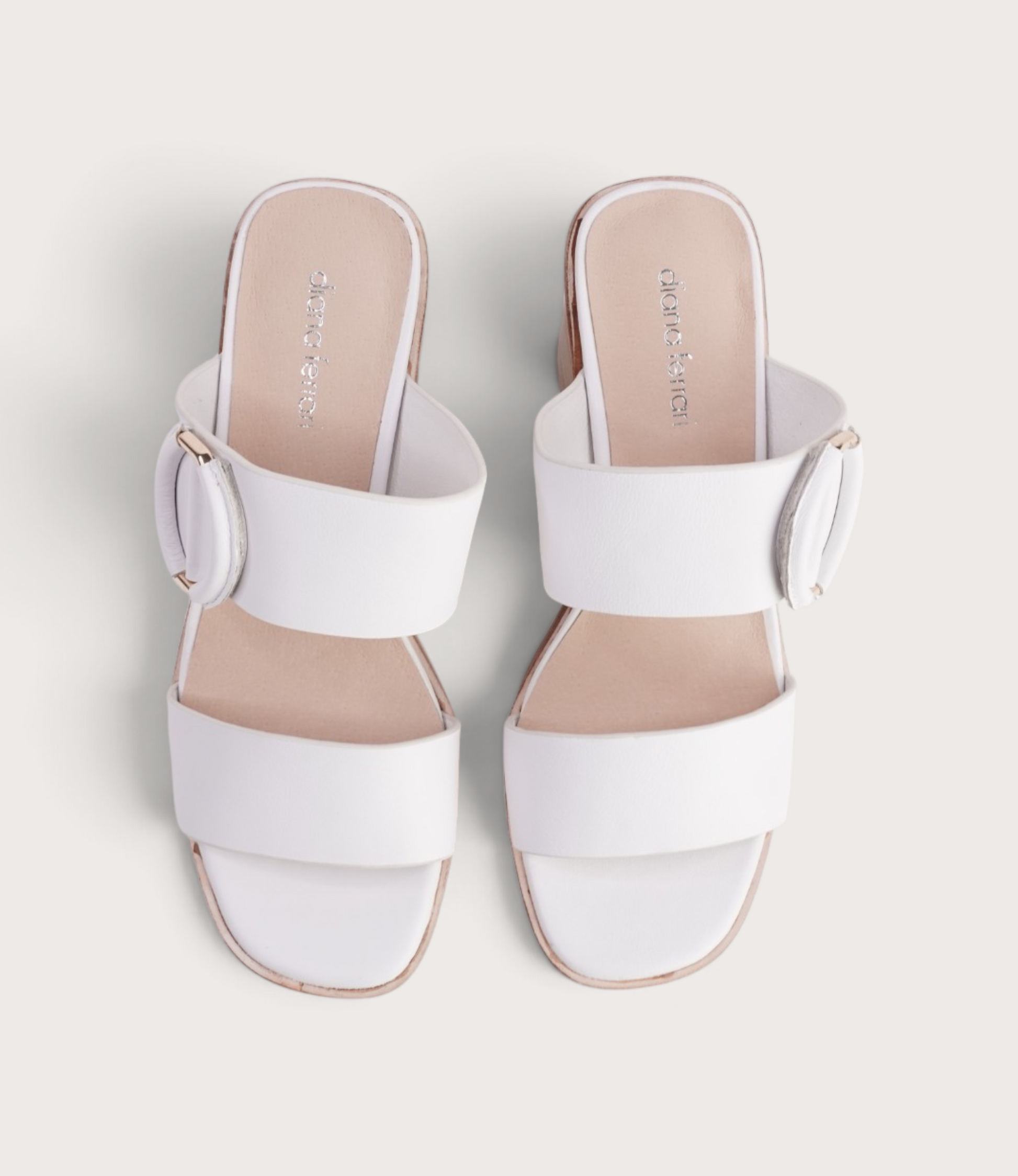 Nixoni White Leather Heels