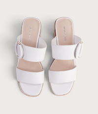 Nixoni White Leather Heels