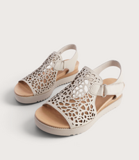 Ansh Almond Leather Sandals