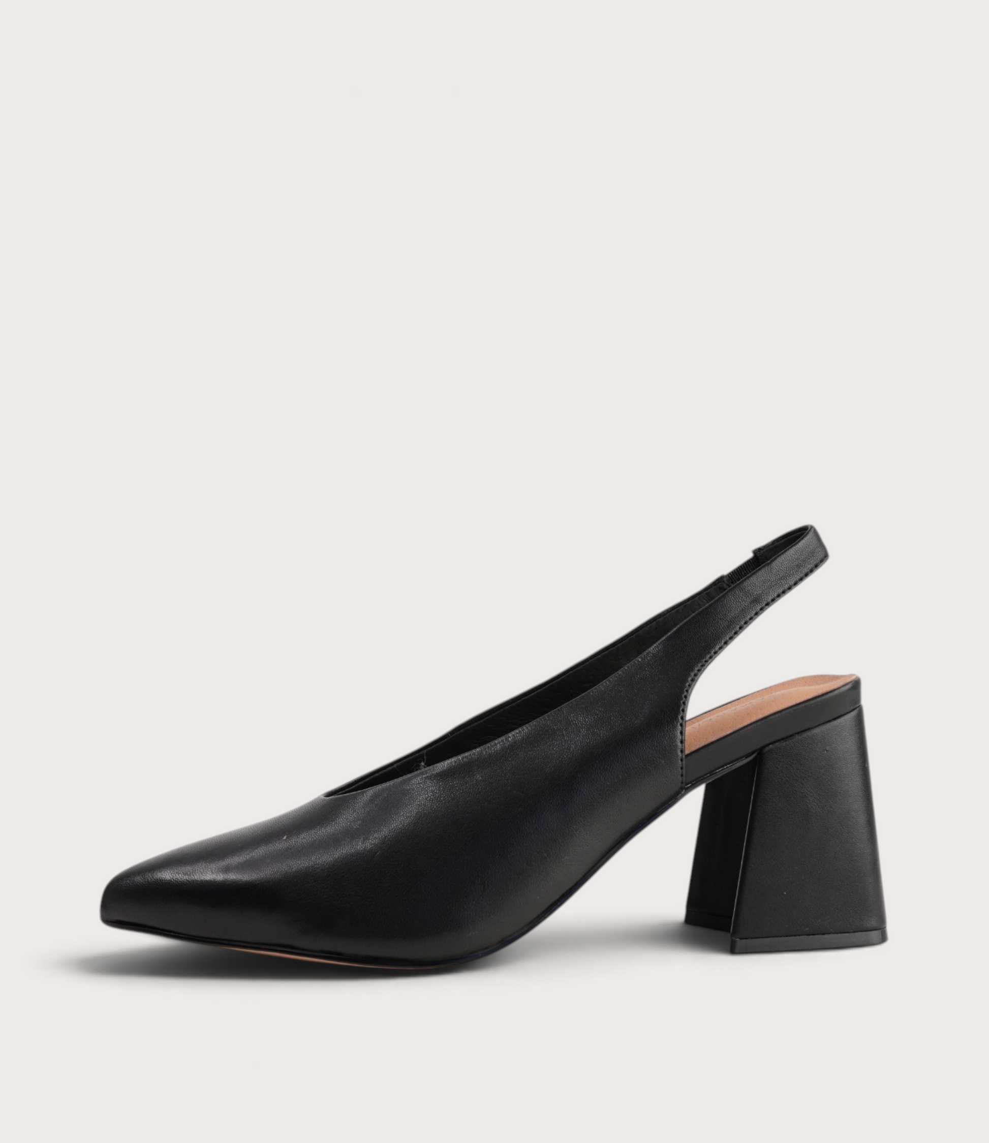 Beyah Black Leather Heels