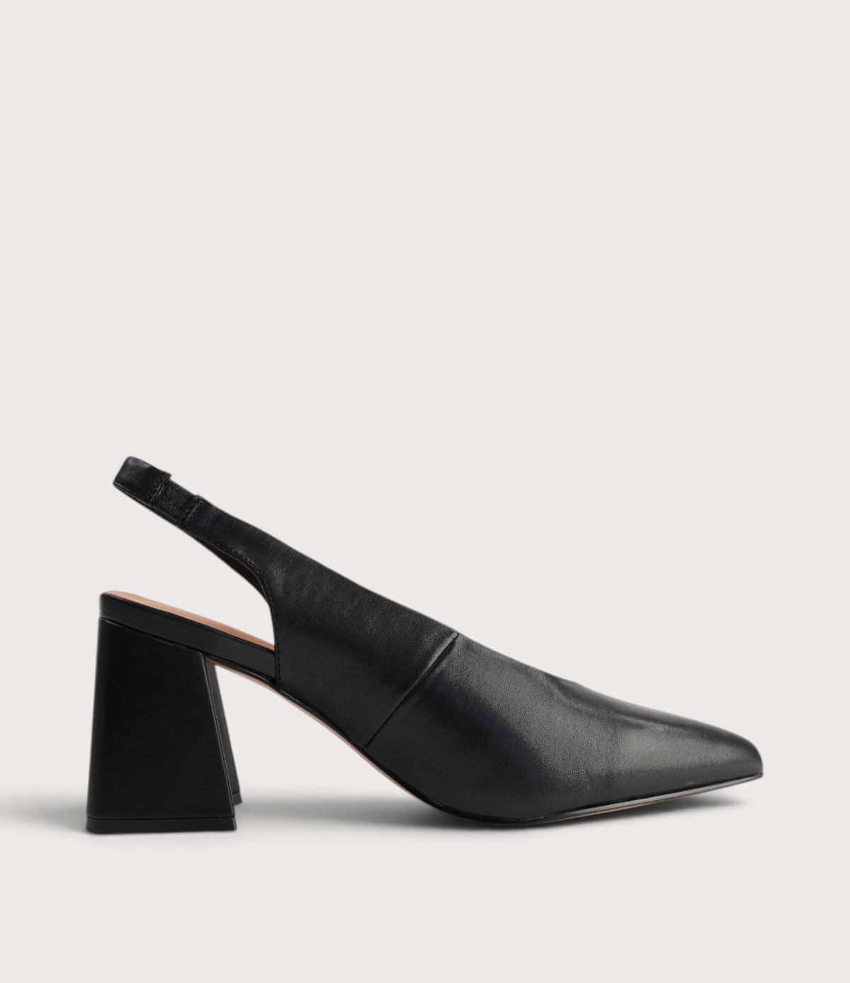 Beyah Black Leather Heels