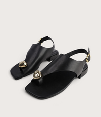 Shyanne Black Leather Sandals