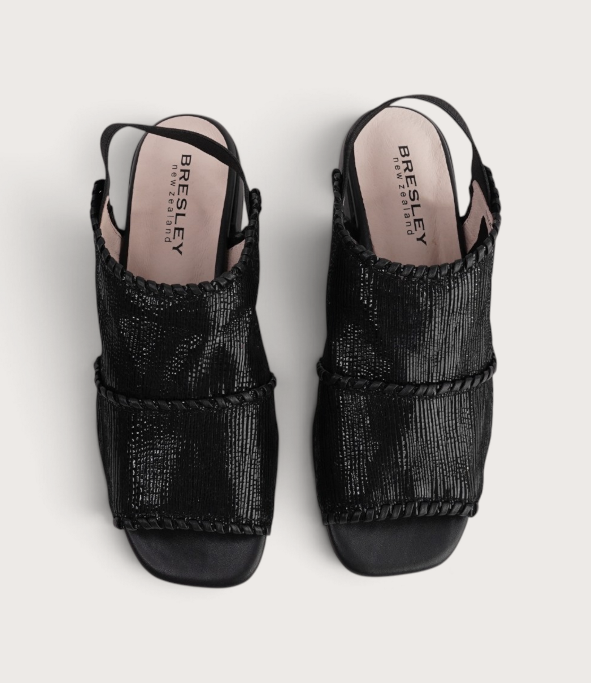 Swanton Black Shimmer Sandals