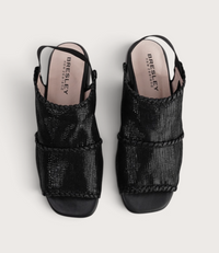 Swanton Black Shimmer Sandals