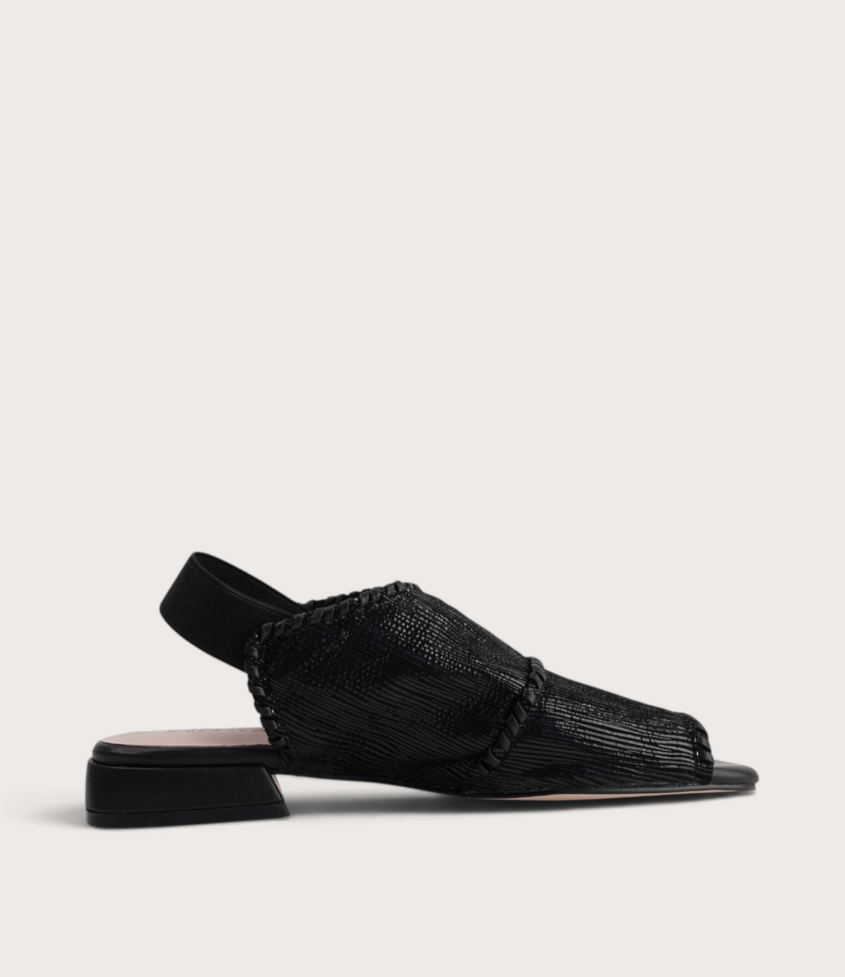 Swanton Black Shimmer Sandals