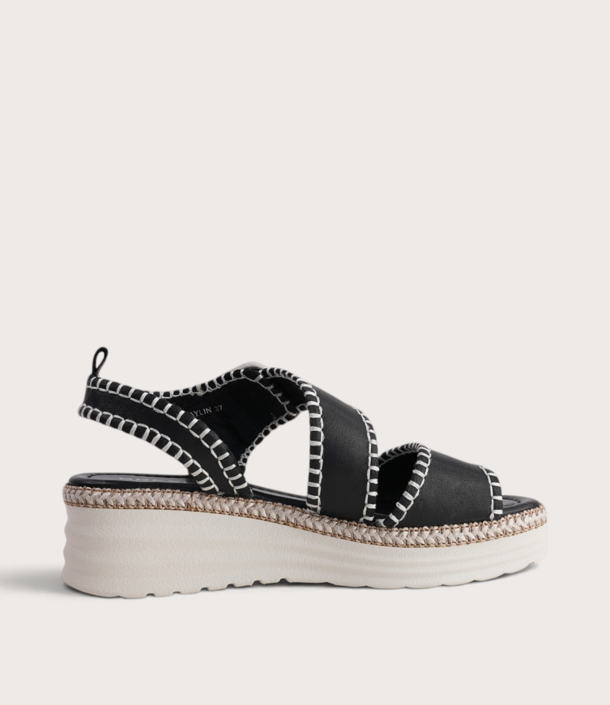 Paylin Black/ Bone Stitching/ Natural Welt Sandals