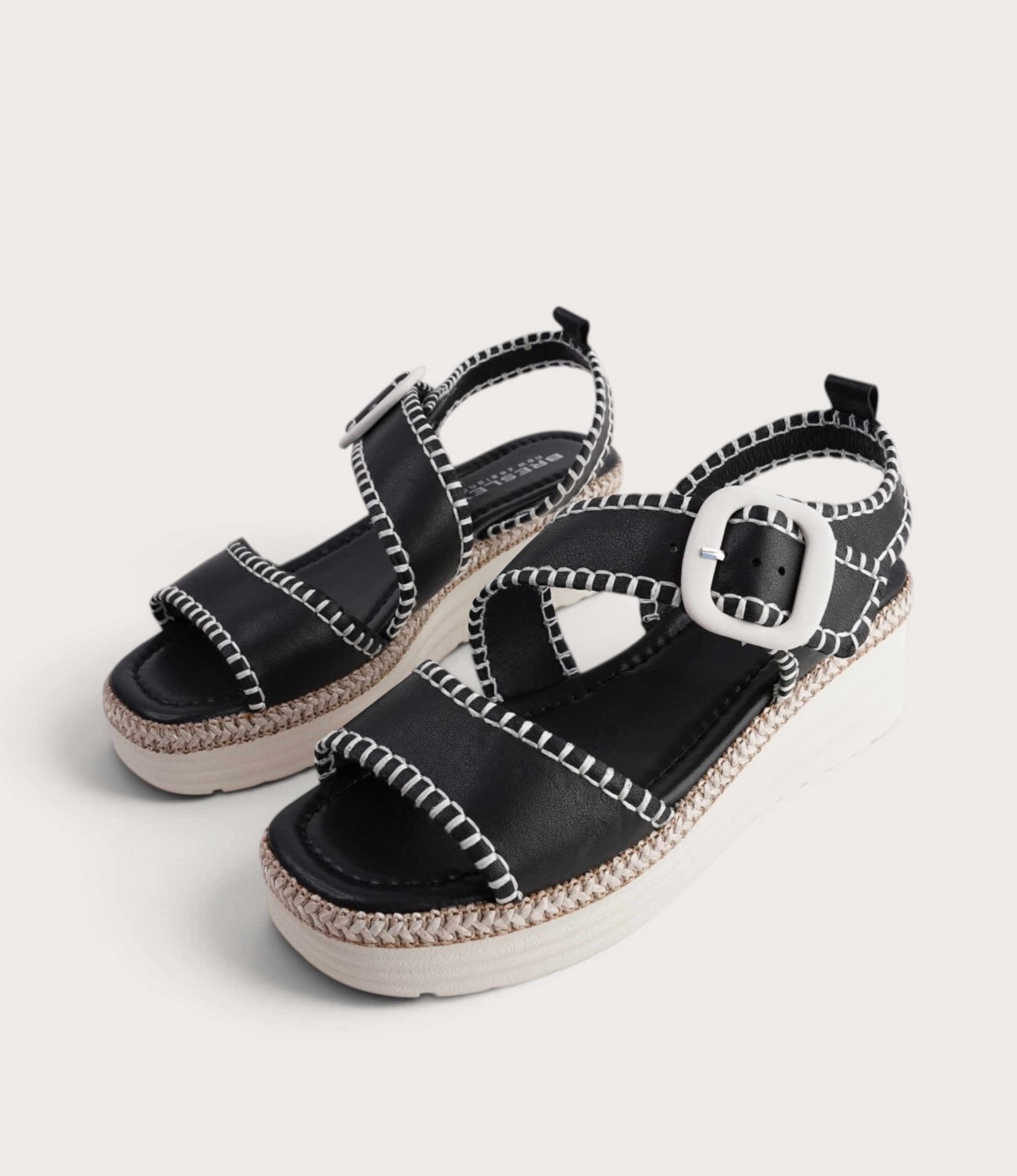 Paylin Black/ Bone Stitching/ Natural Welt Sandals