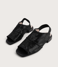 Swanton Black Shimmer Sandals