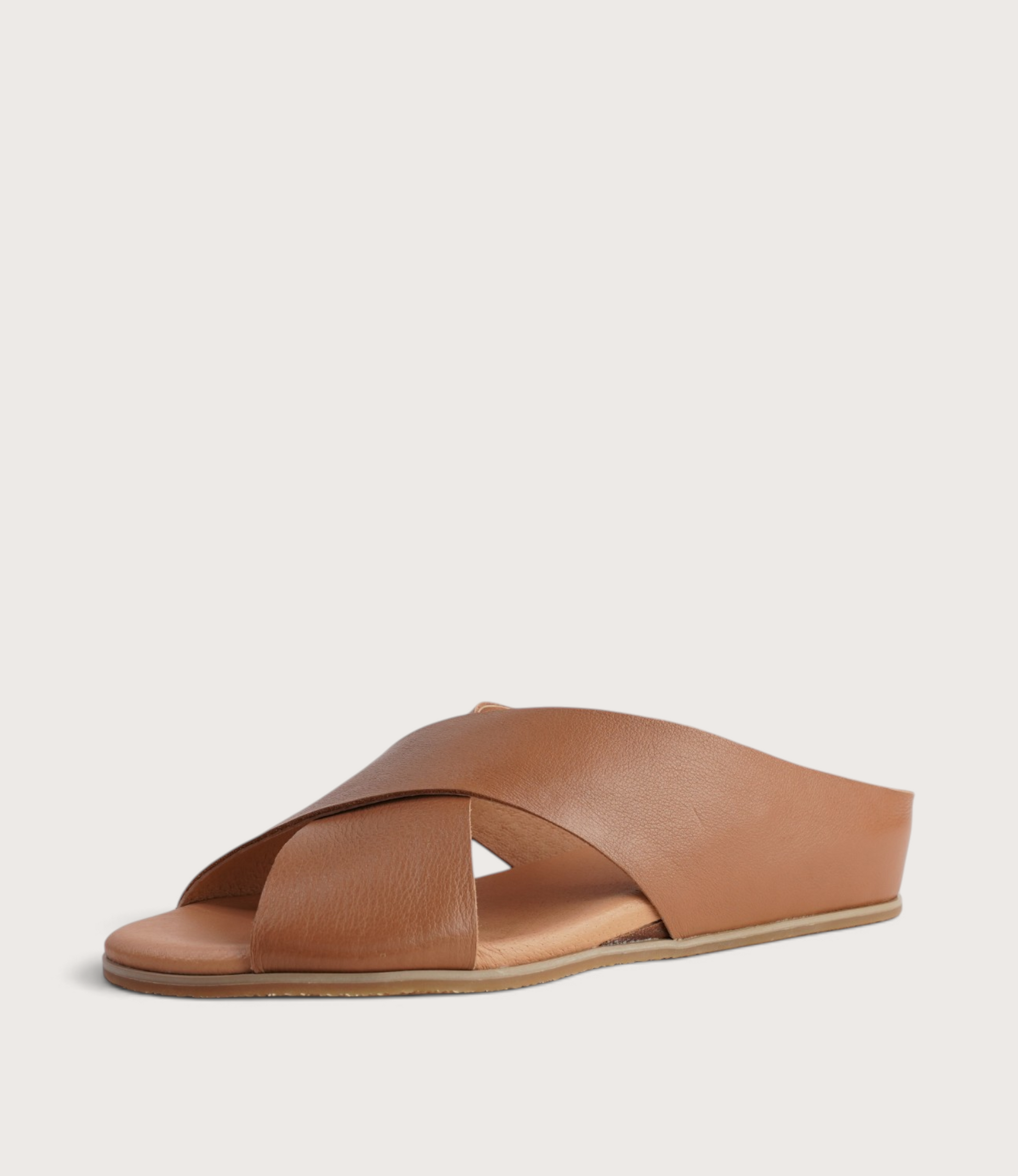 Harli Dark Tan Leather Slides