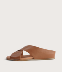 Harli Dark Tan Leather Slides