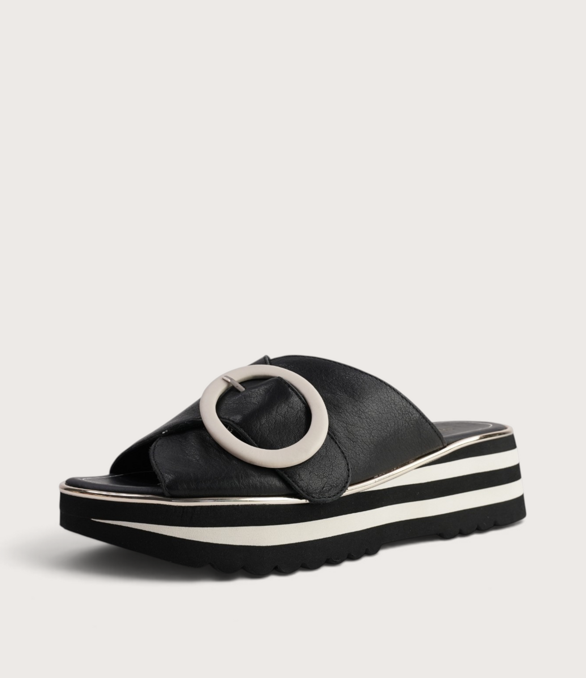 Hansila Black/ Milk Leather Slides