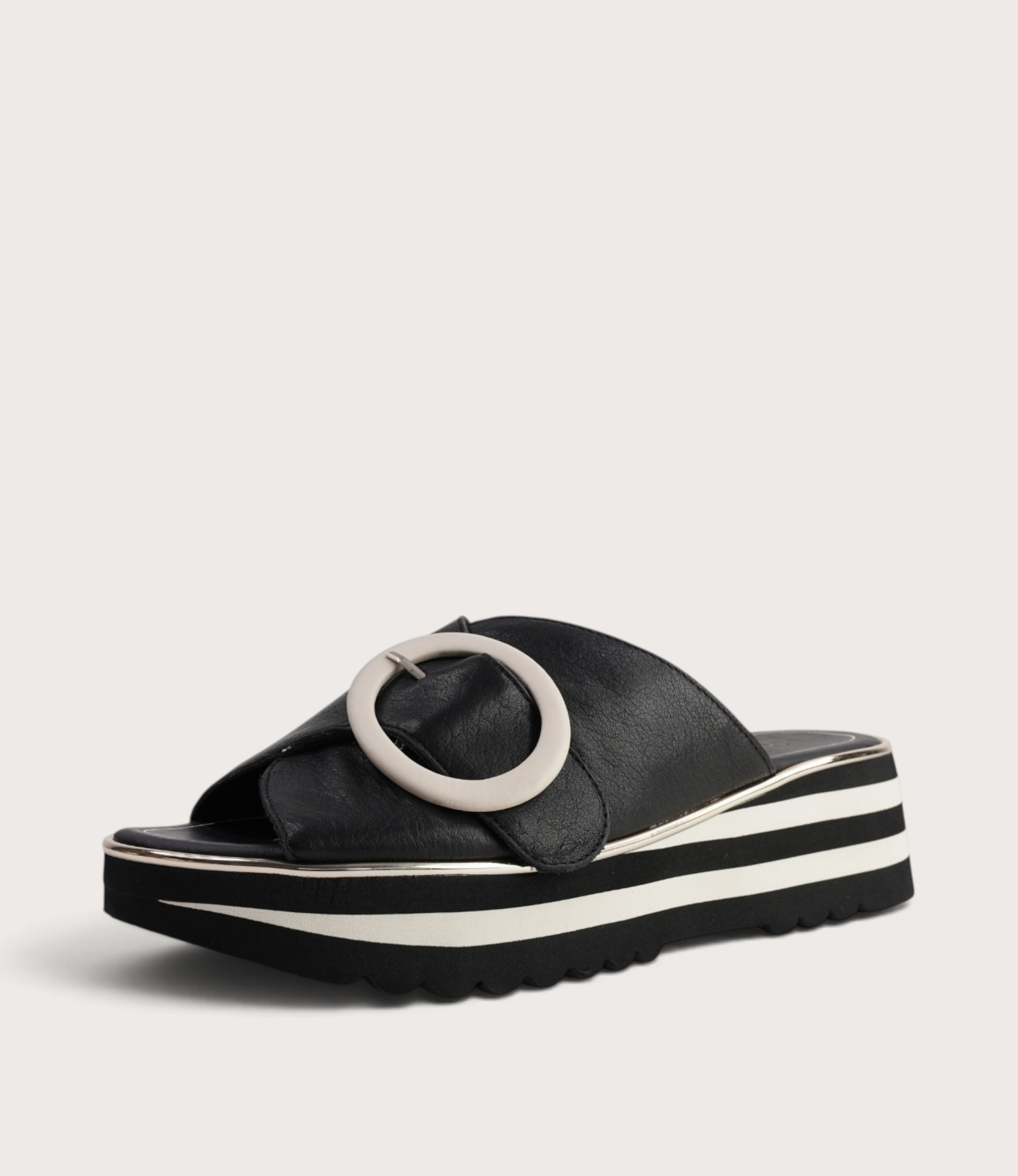 Hansila Black/ Milk Leather Slides