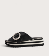 Hansila Black/ Milk Leather Slides