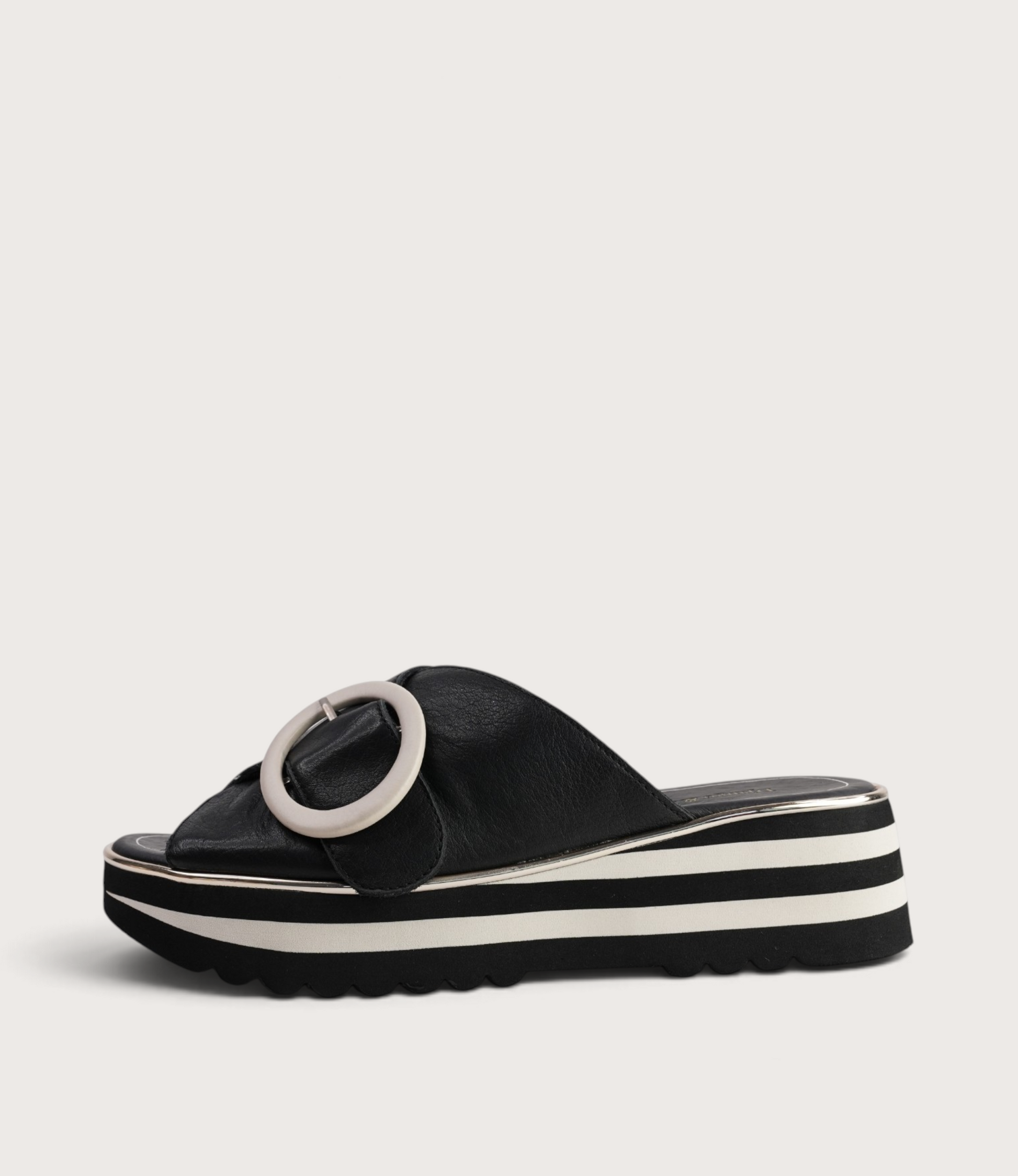 Hansila Black/ Milk Leather Slides