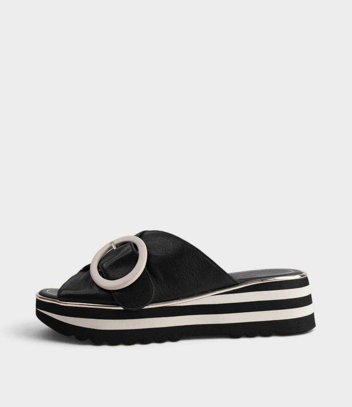 Hansila Black/ Milk Leather Slides