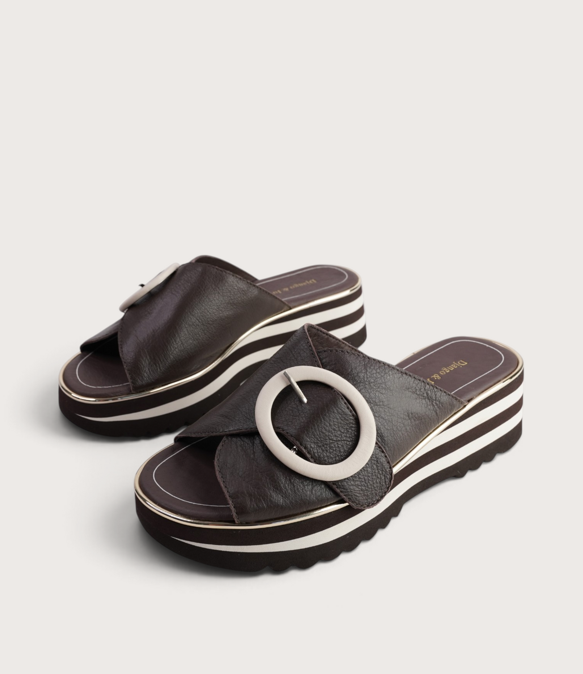 Hansila Choc/ Milk Leather Slides