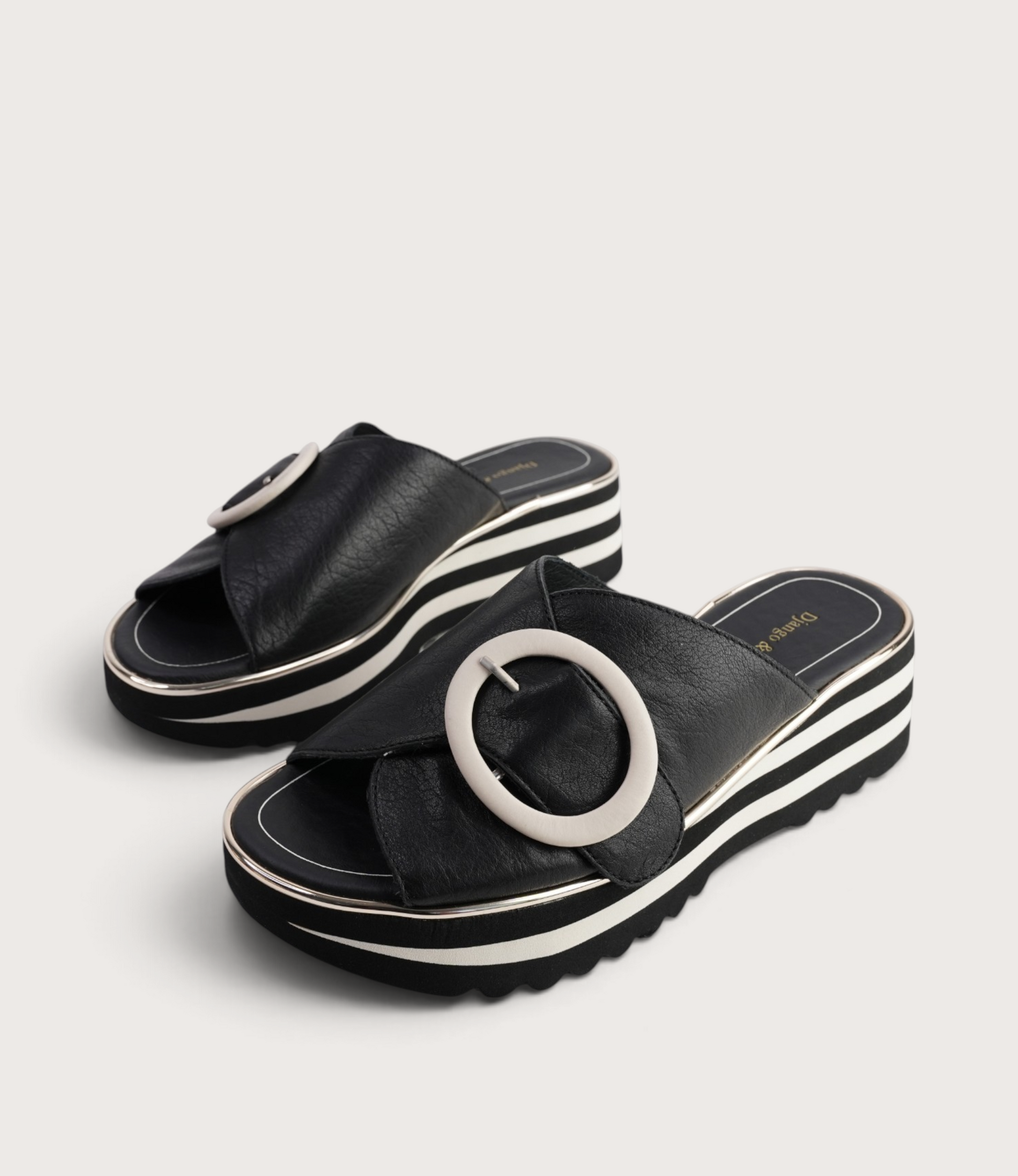 Hansila Black/ Milk Leather Slides