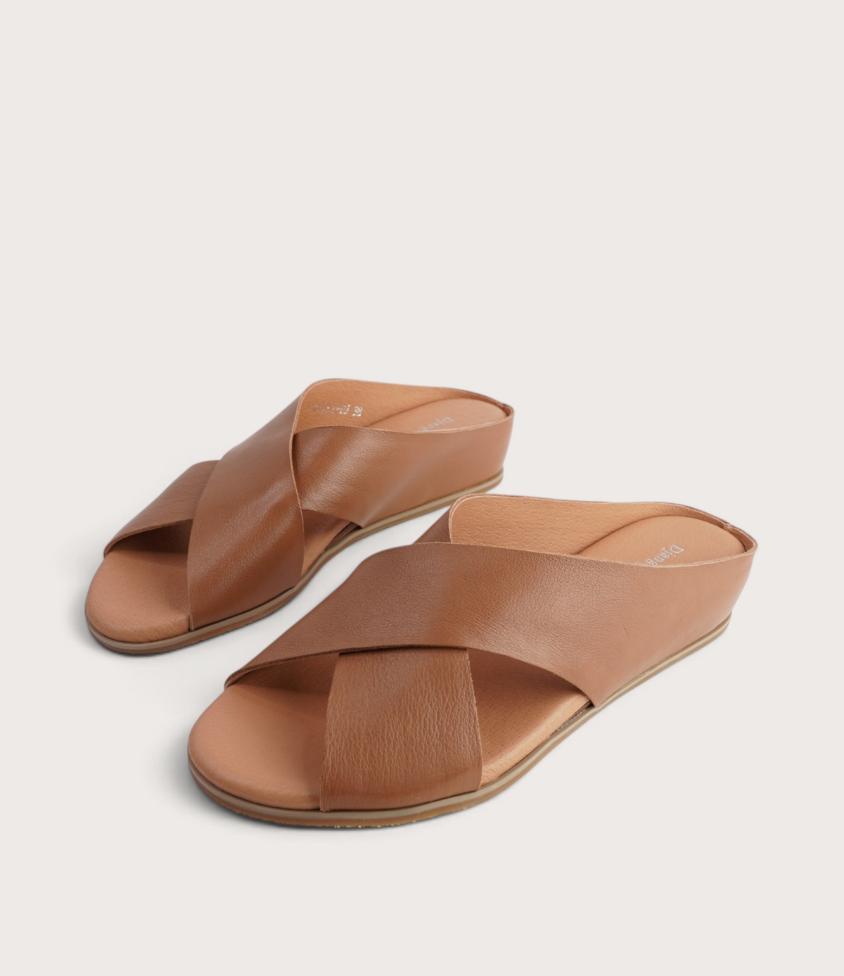 Harli Dark Tan Leather Slides