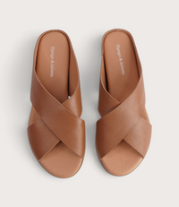 Harli Dark Tan Leather Slides
