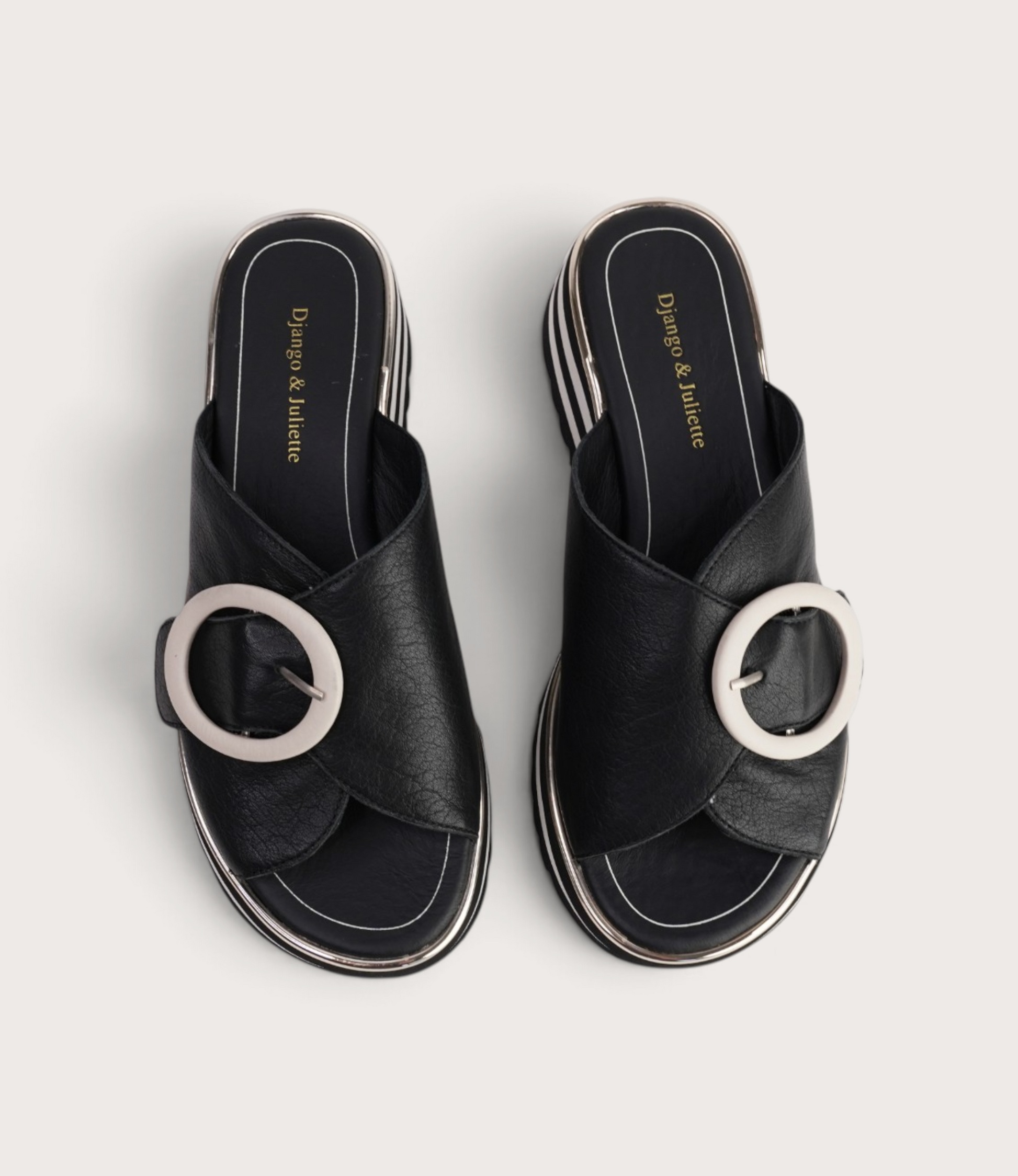 Hansila Black/ Milk Leather Slides