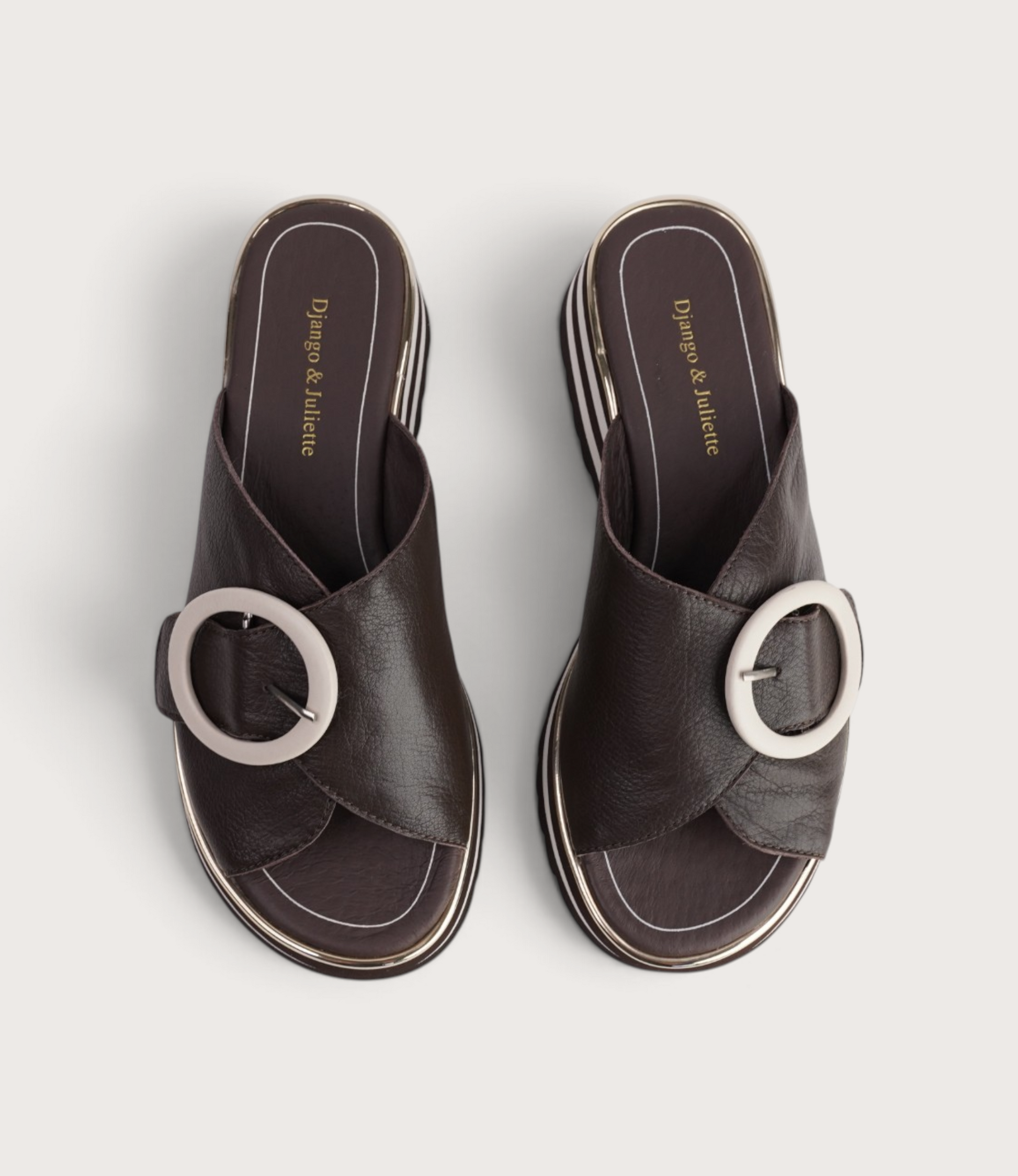 Hansila Choc/ Milk Leather Slides