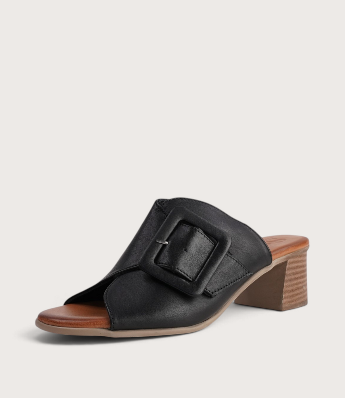 San Angel Black Leather Heels