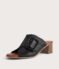 San Angel Black Leather Heels