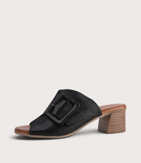 San Angel Black Leather Heels