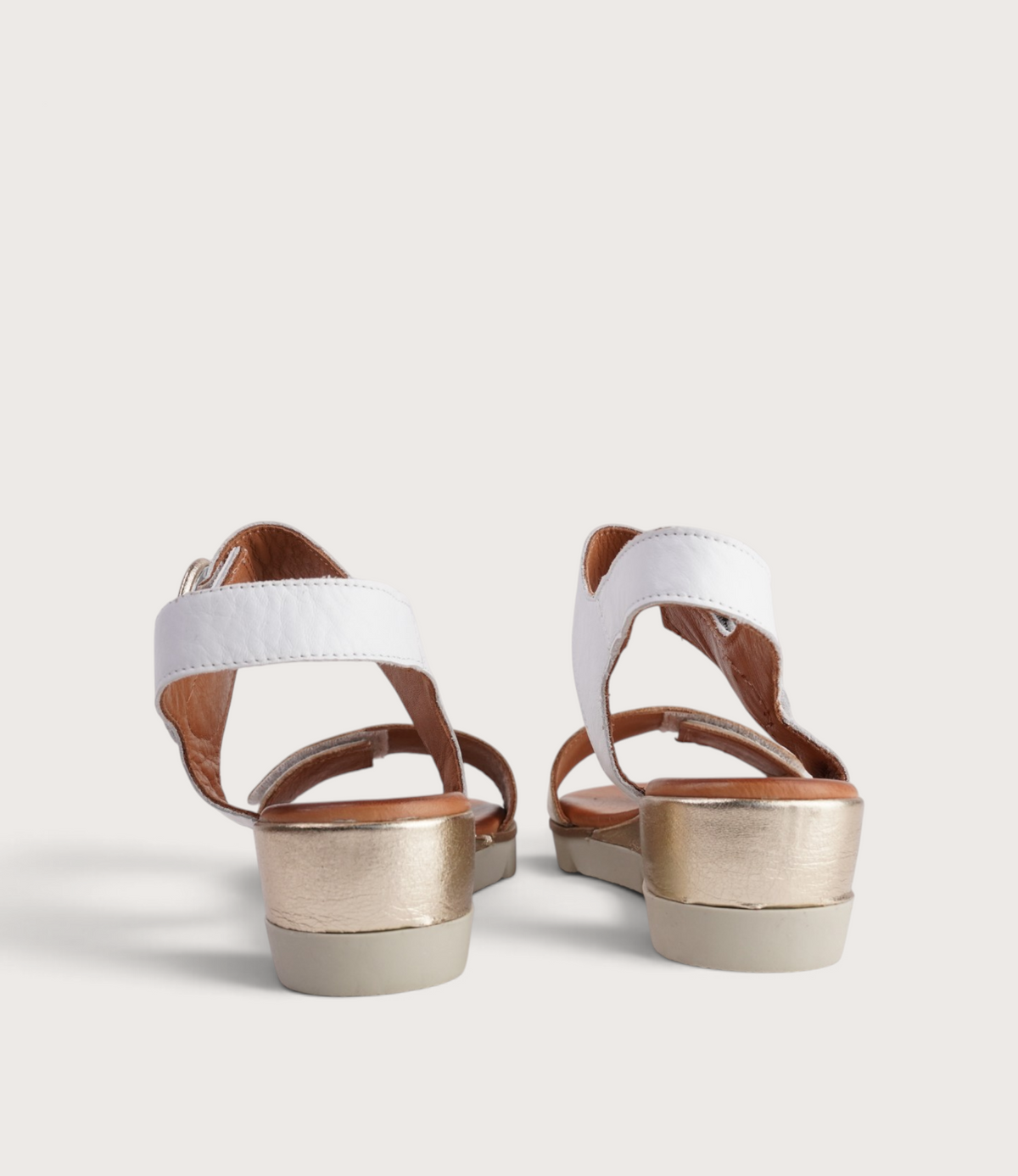 Diana White/ Gold Leather Sandals