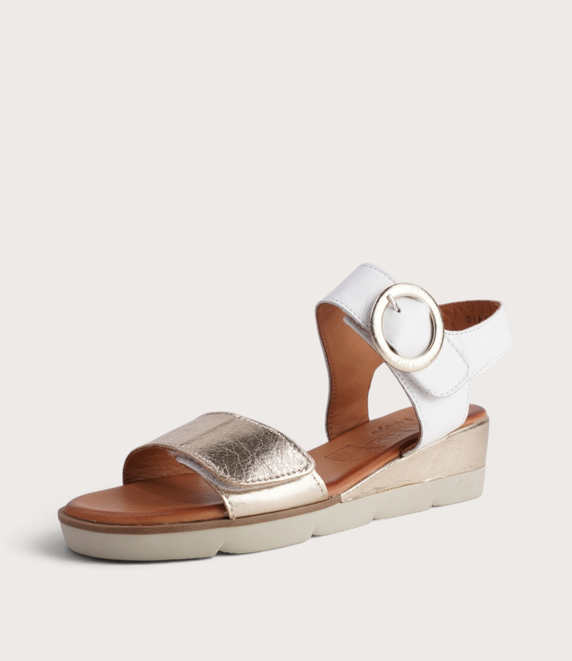 Diana White/ Gold Leather Sandals