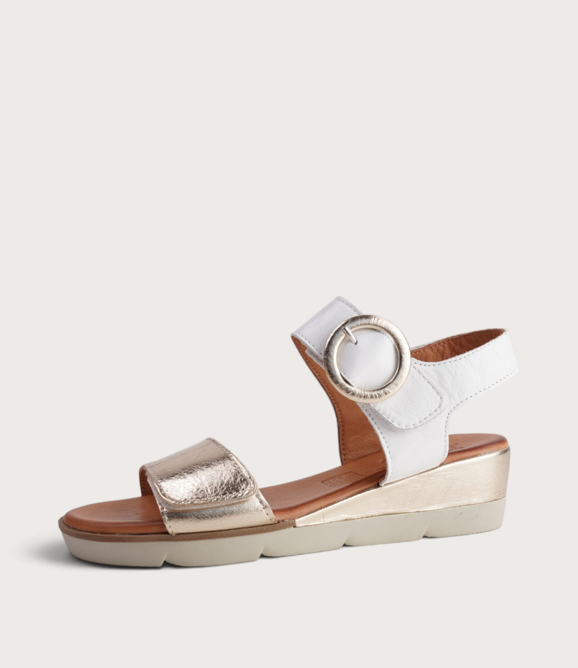 Diana White/ Gold Leather Sandals