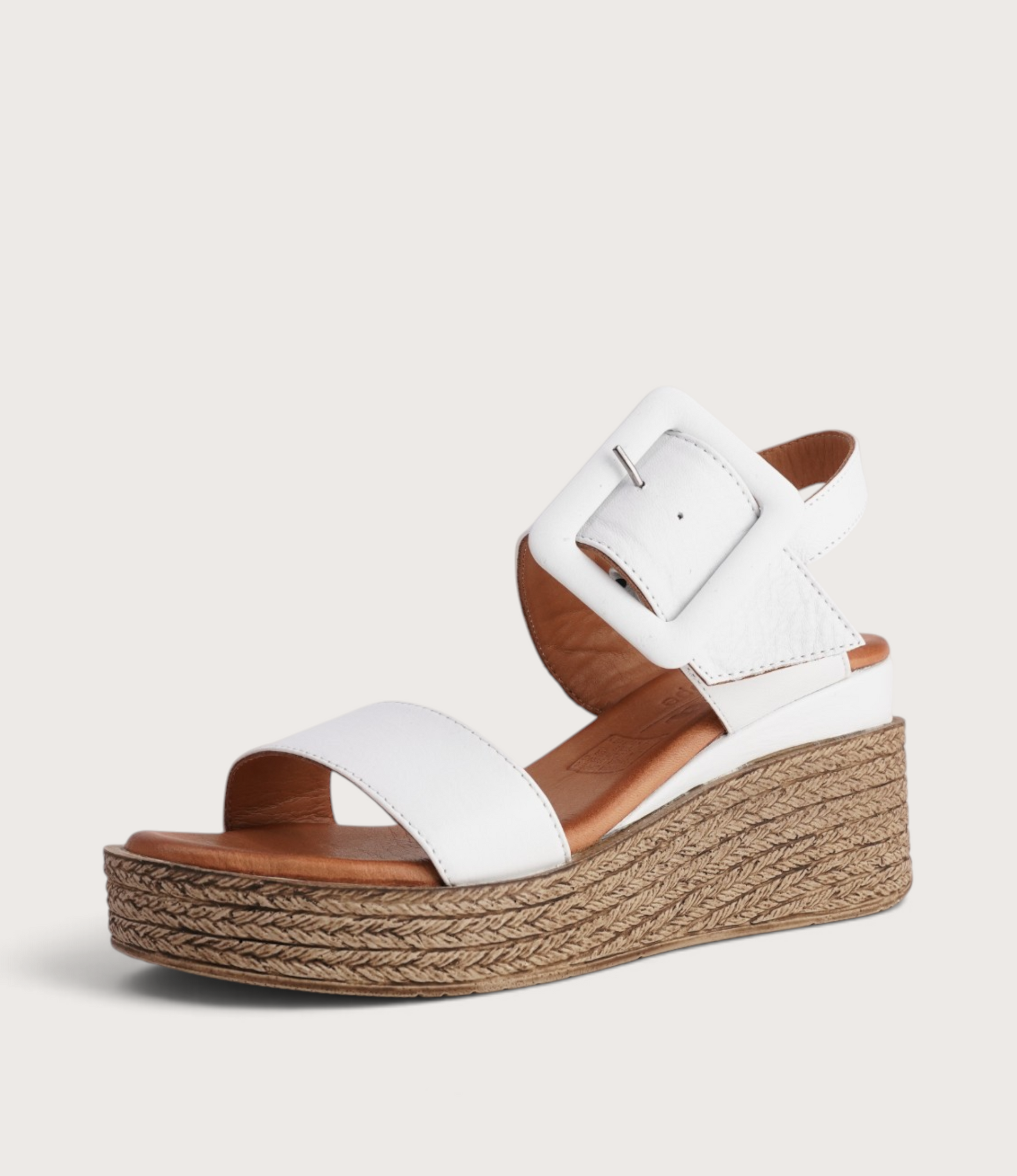 Los Altos White Leather Wedges