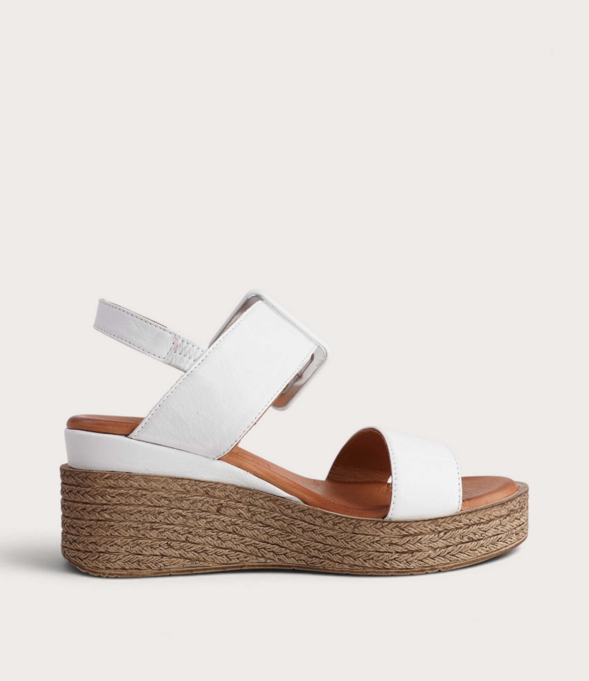 Los Altos White Leather Wedges