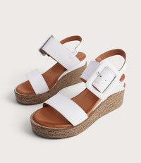 Los Altos White Leather Wedges